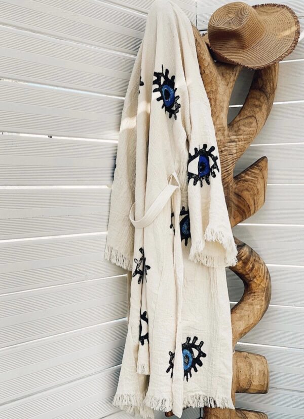 Turkish Cotton Evil Eye Robe - Image 3